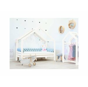 ELIS DESIGN Domináns prémium házikó ágy választható leesésgátlóval fehér ágy méret: 100 x 200 cm, fiók, lábak: lábakkal és fiókkal, Leesésgátlók: egy…